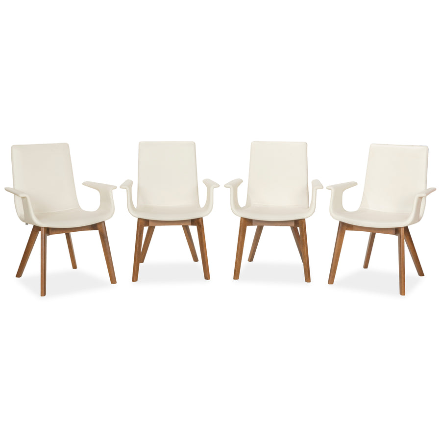 Lot de 4 chaises en cuir Hülsta D27 crème