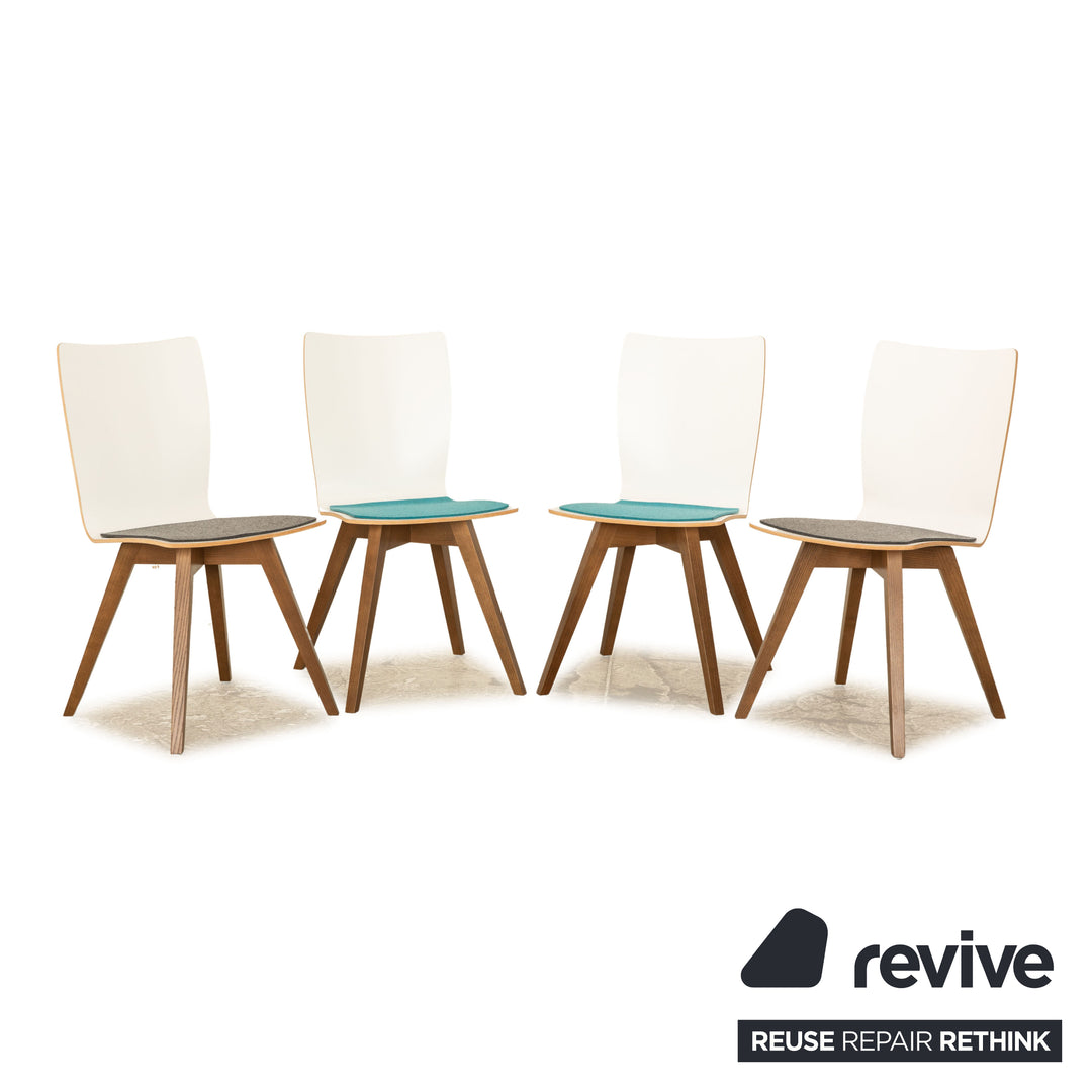 hülsta Stuhl - 4er Set S-20 Weiß Holz
