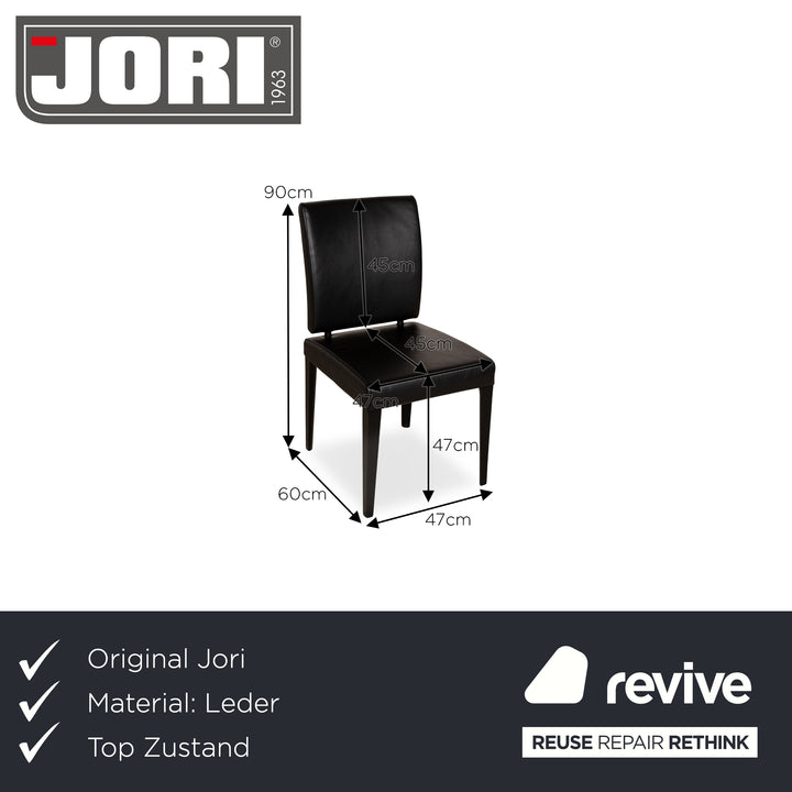 Set of 4 Jori Leather Chairs Black