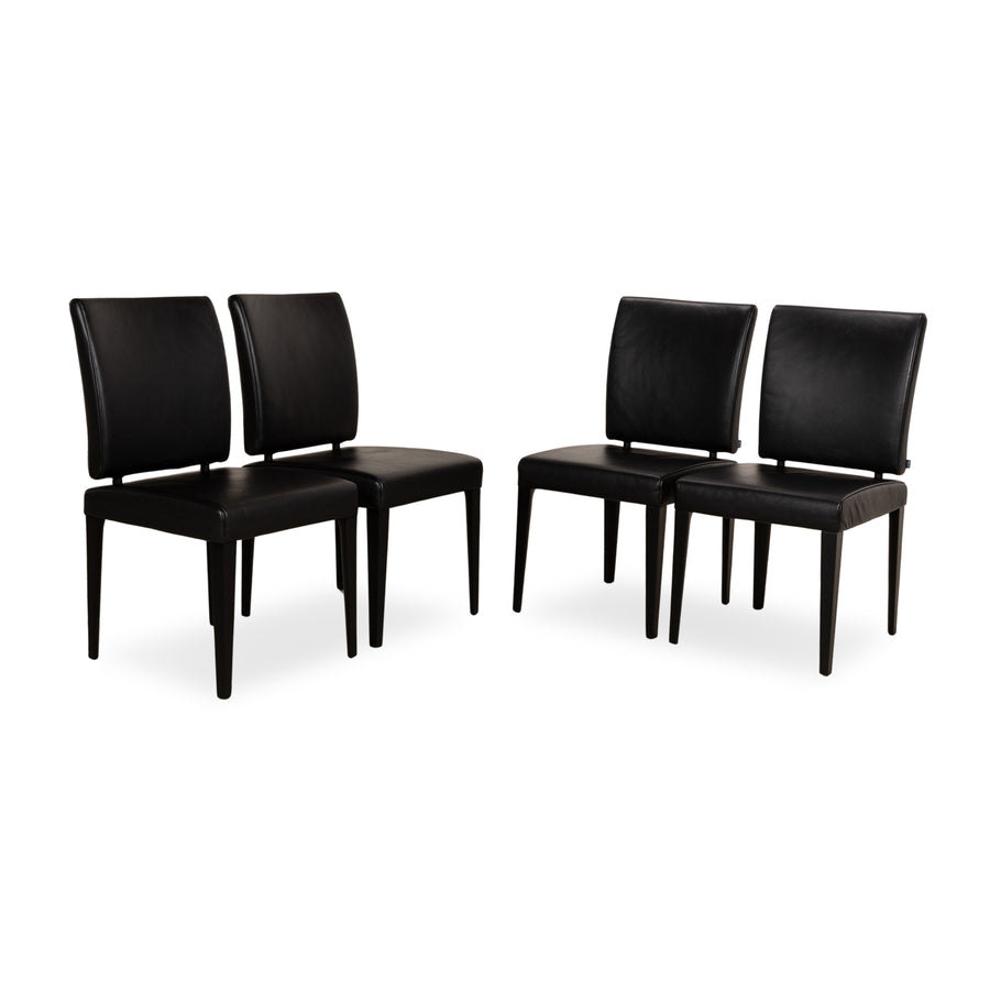 Lot de 4 chaises Jori en cuir noir