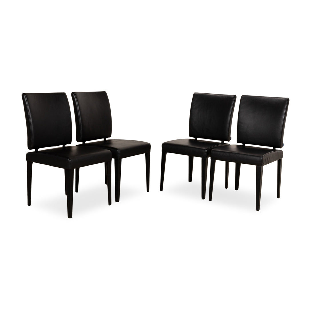 Set of 4 Jori Leather Chairs Black