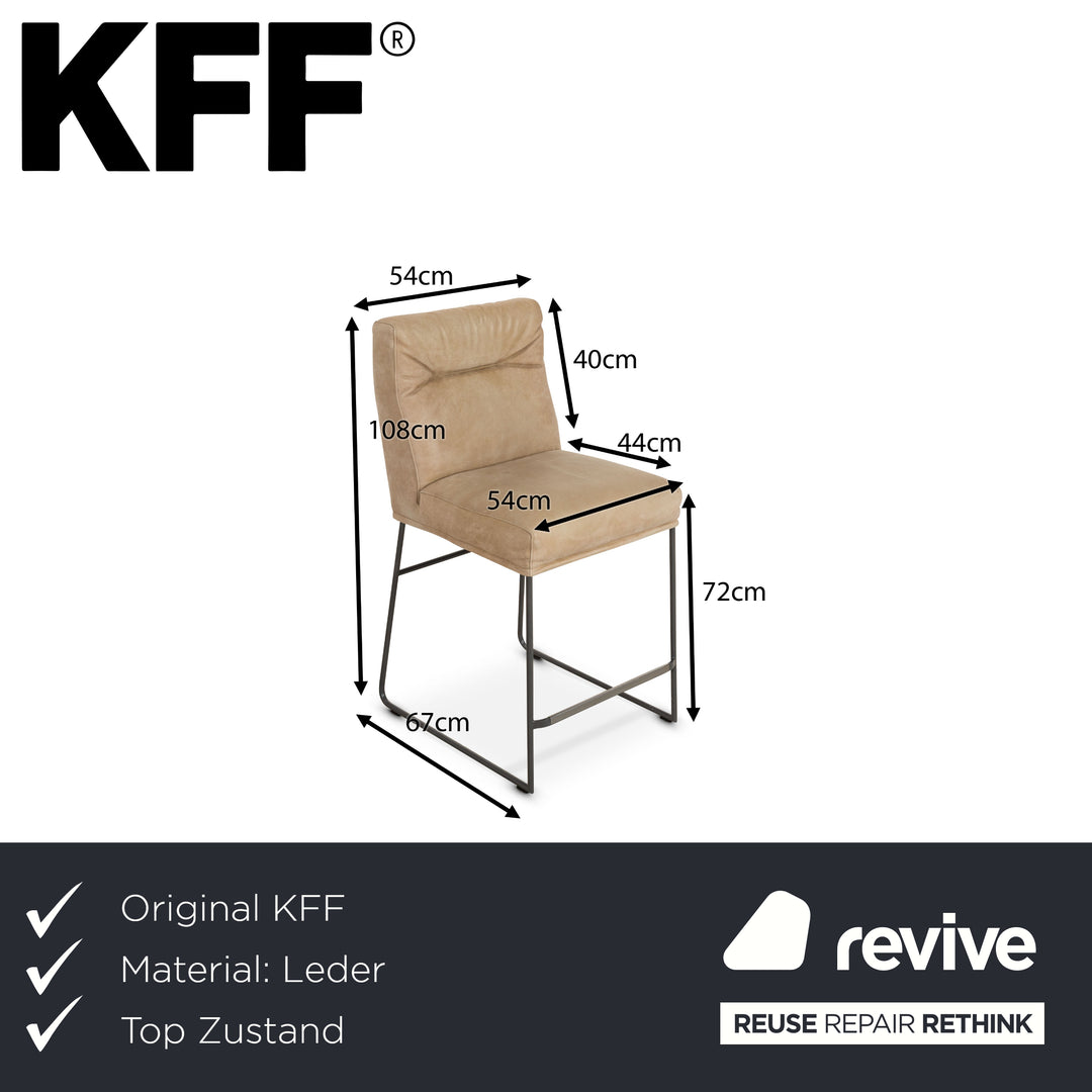 4er Garnitur KFF D-Light Leder Stuhl Beige Thekenstuhl Naturleder