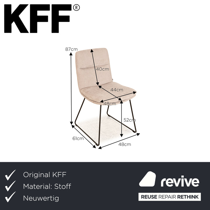 Set of 4 KFF FAYE fabric chairs light grey dining room