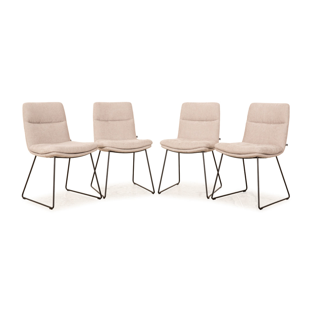 Set of 4 KFF FAYE fabric chairs light grey dining room