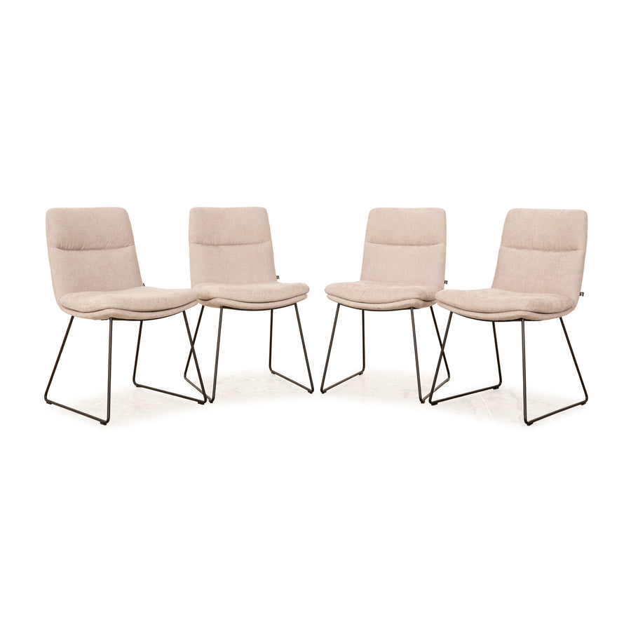 Set of 4 KFF FAYE fabric chairs light grey dining room