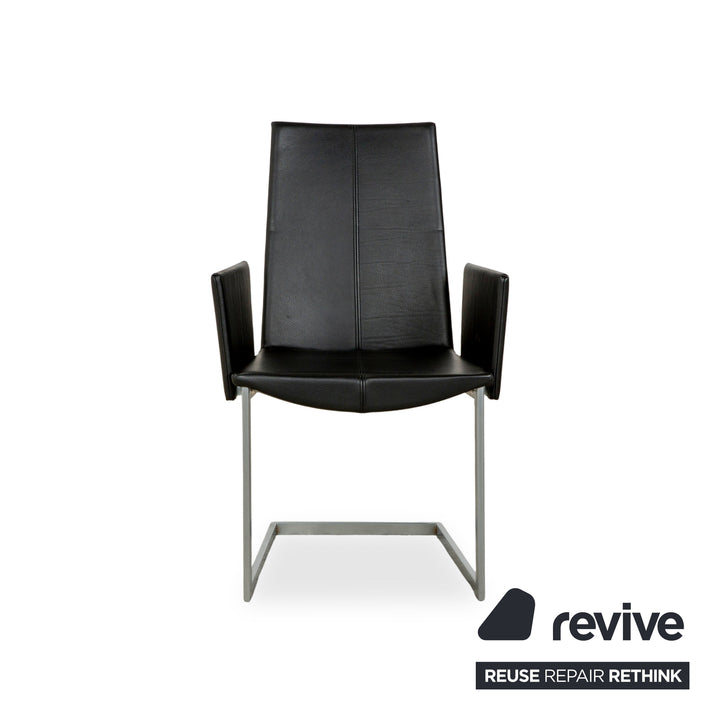 Set of 4 KFF leather cantilever chairs in black