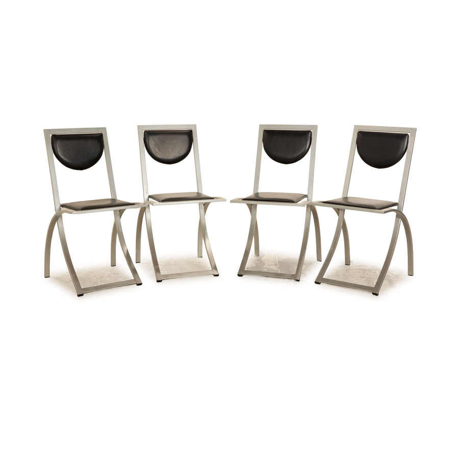 Set of 4 KFF Sinus Leather Black Chair Dining Room