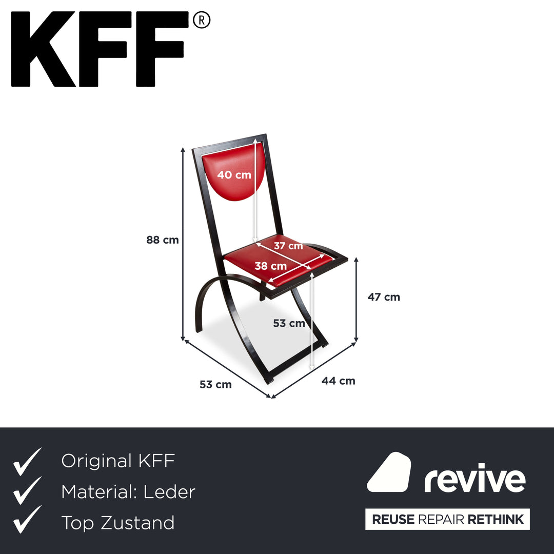 Set of 4 KFF Sinus Leather Chairs Blue Red