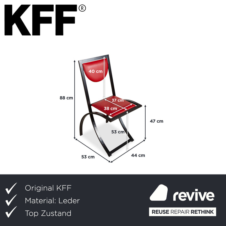 Set of 4 KFF Sinus Leather Chairs Blue Red