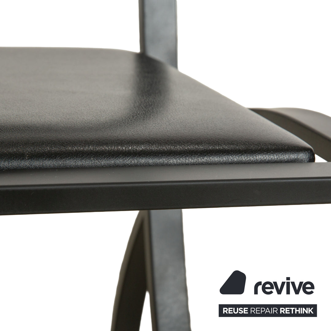 Set of 4 KFF Sinus Leather Chairs Black