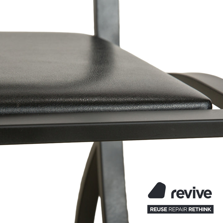 Set of 4 KFF Sinus Leather Chairs Black