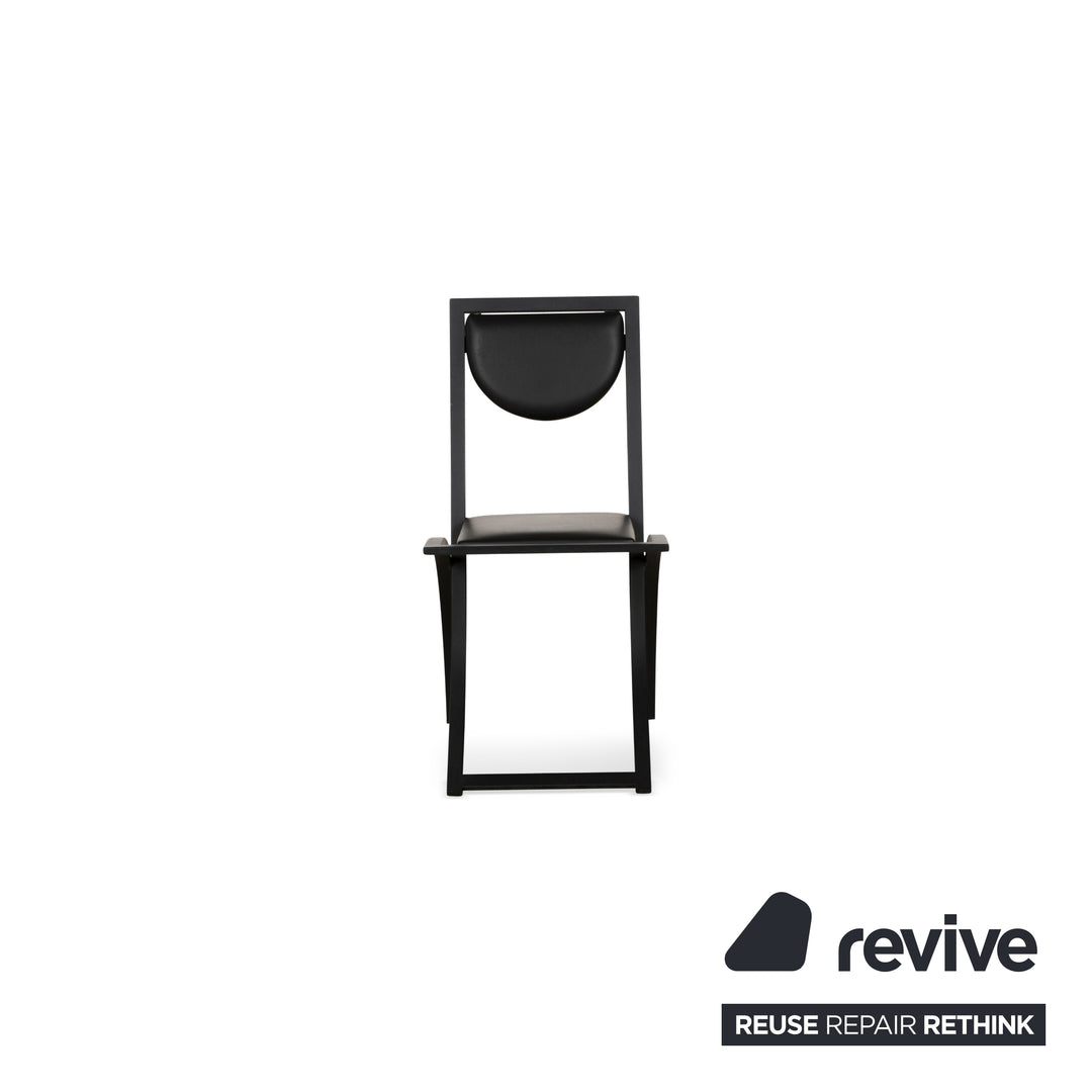 Set of 4 KFF Sinus Leather Chairs Black