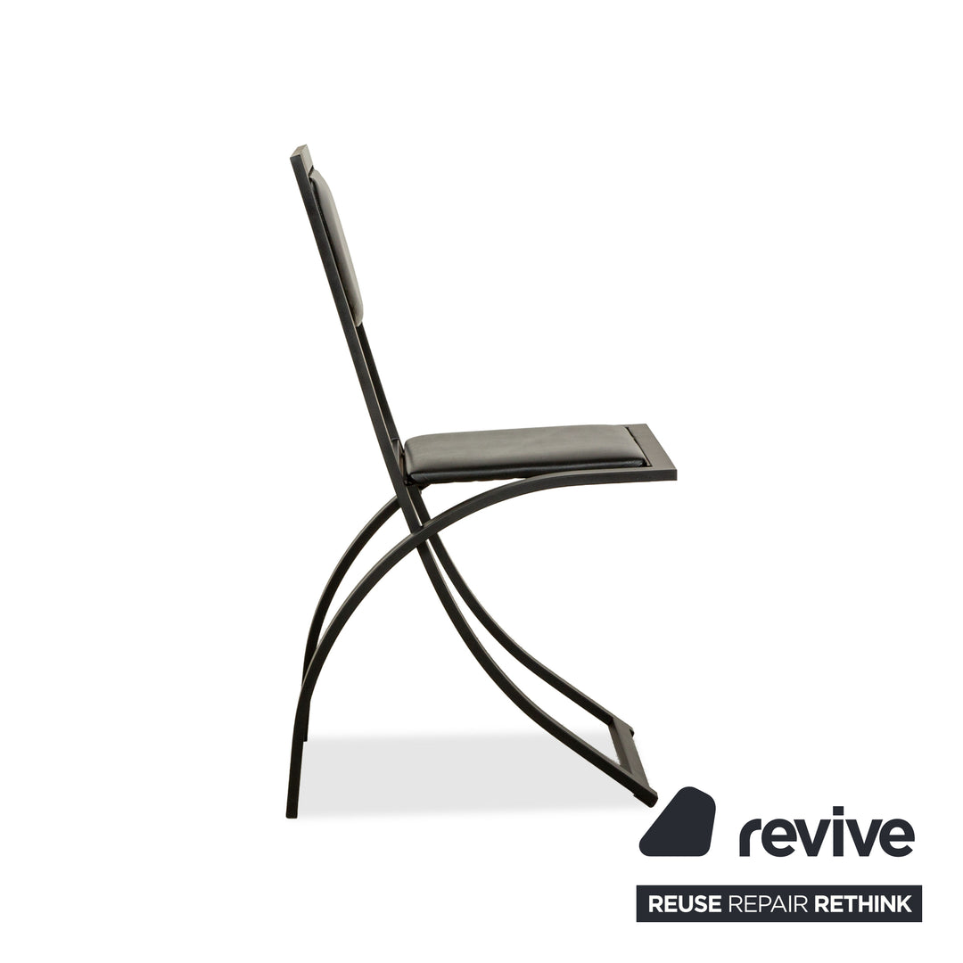 Set of 4 KFF Sinus Leather Chairs Black