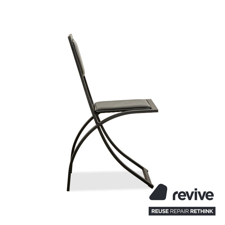 Set of 4 KFF Sinus Leather Chairs Black