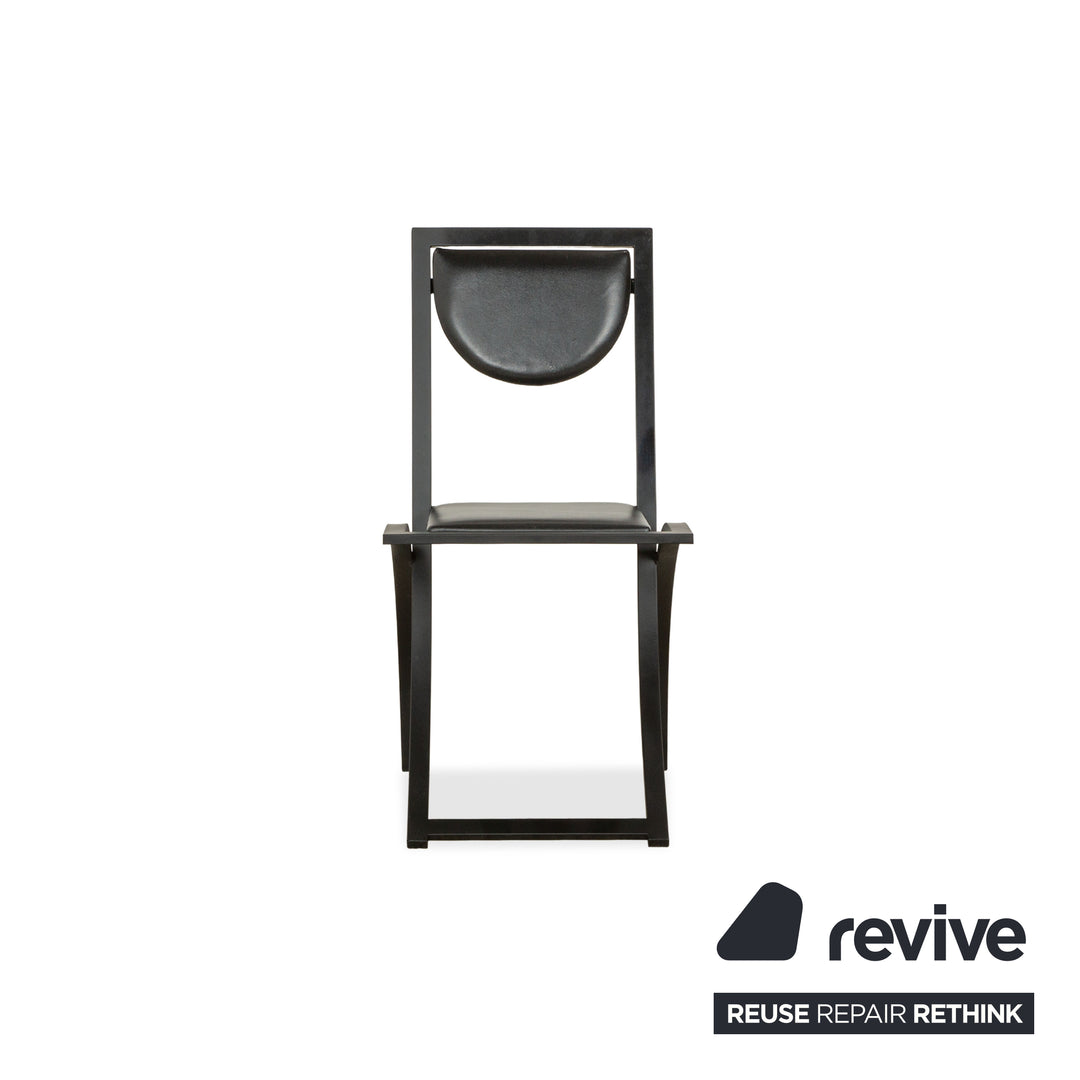 Set of 4 KFF Sinus Leather Chairs Black