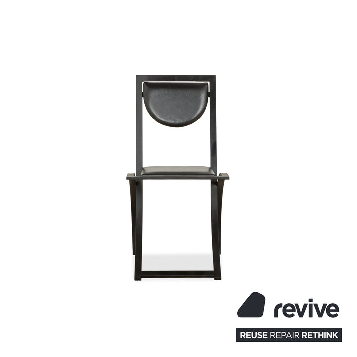 Set of 4 KFF Sinus Leather Chairs Black