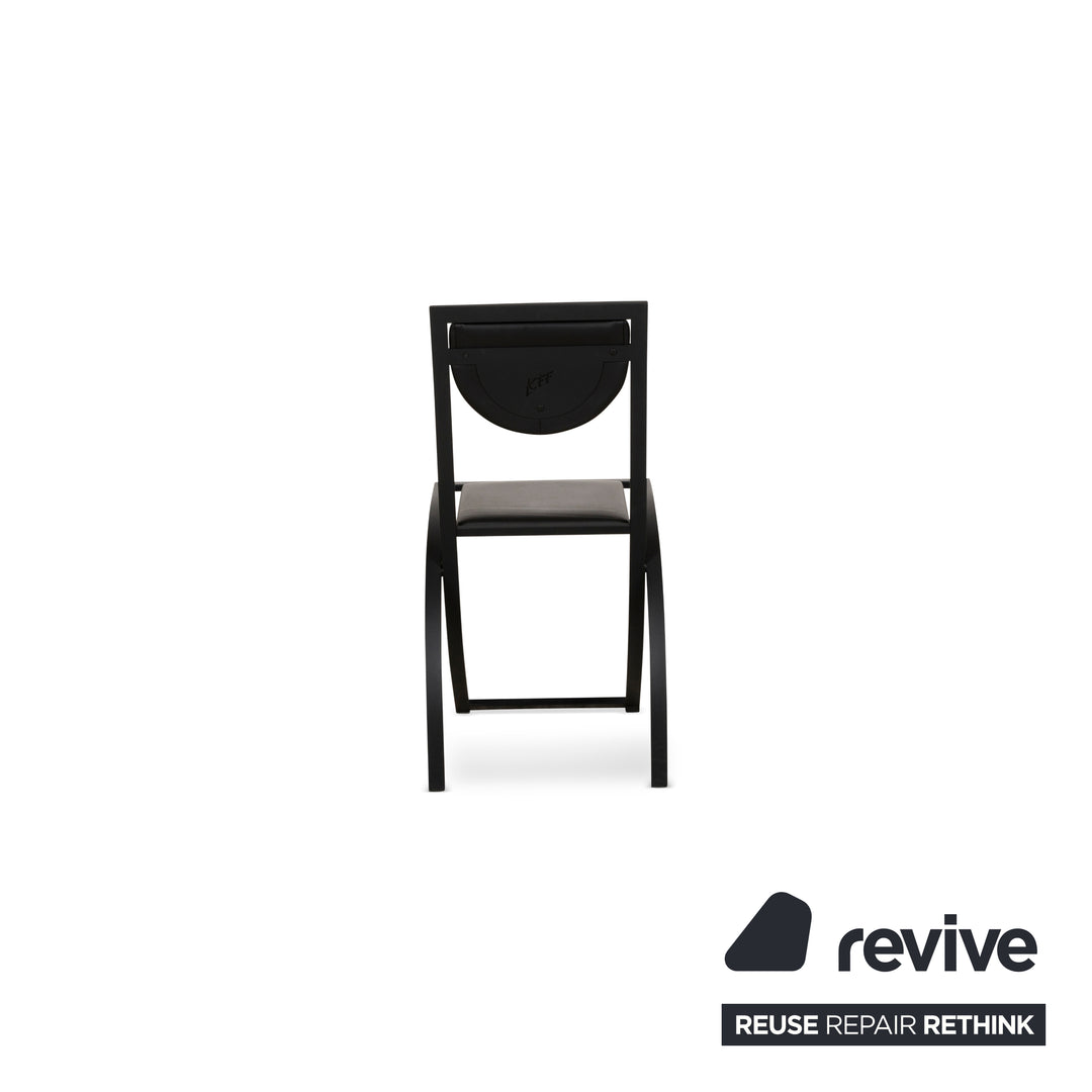 Set of 4 KFF Sinus Leather Chairs Black