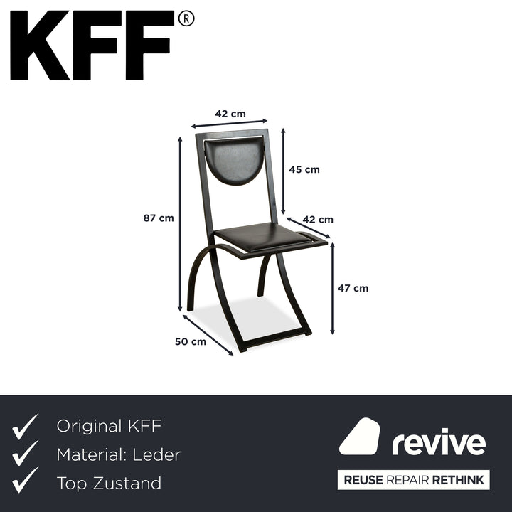Set of 4 KFF Sinus Leather Chairs Black