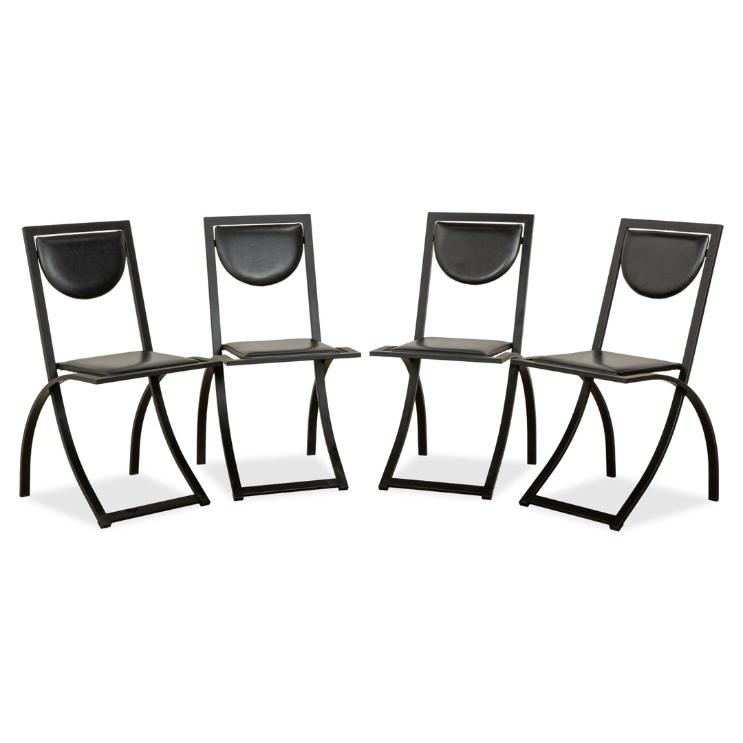 Set of 4 KFF Sinus Leather Chairs Black