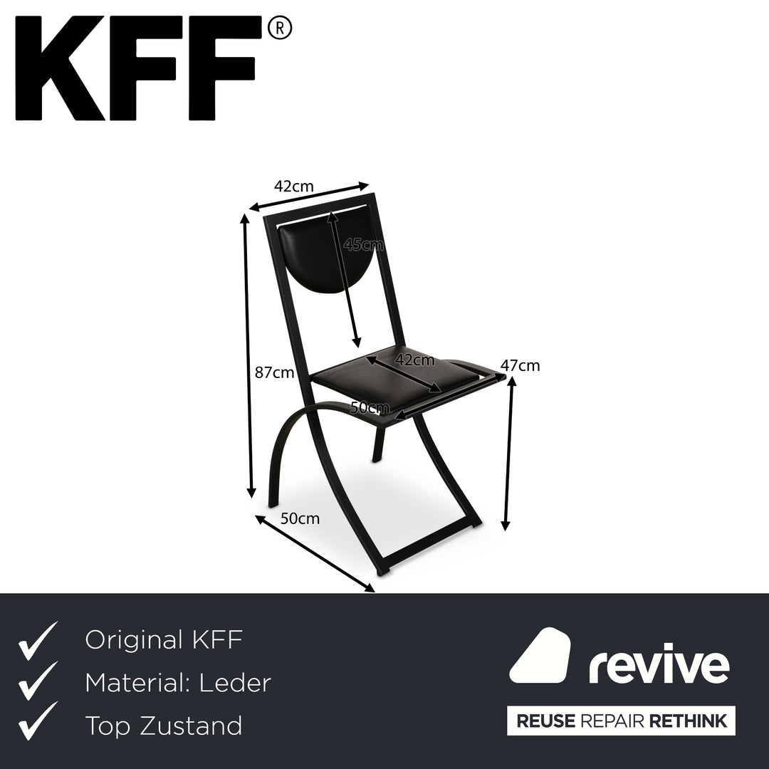 Set of 4 KFF Sinus Leather Chairs Black
