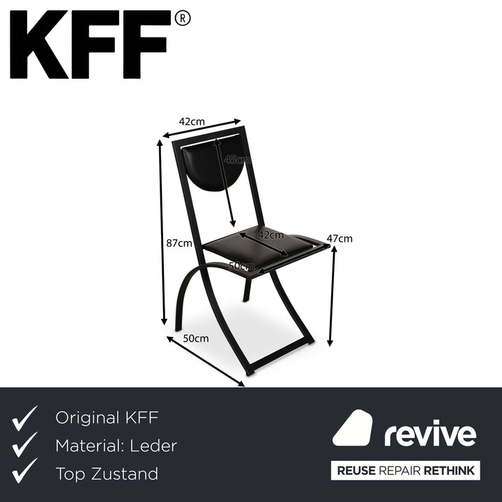 Set of 4 KFF Sinus Leather Chairs Black