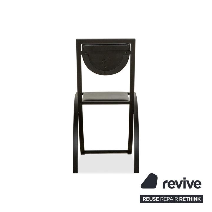 Set of 4 KFF Sinus Leather Chairs Black