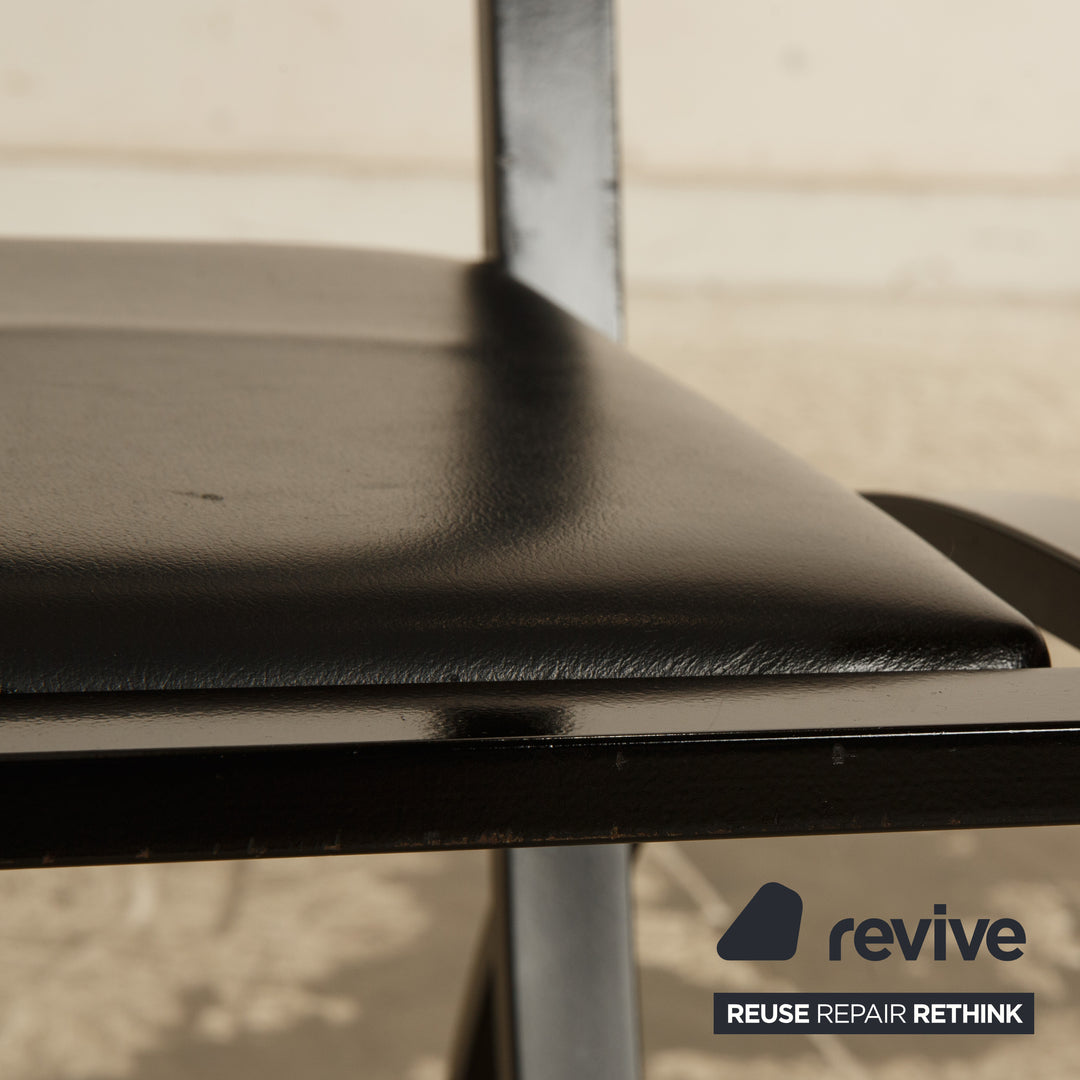 Lot de 4 chaises KFF Sinus en cuir noir salle à manger