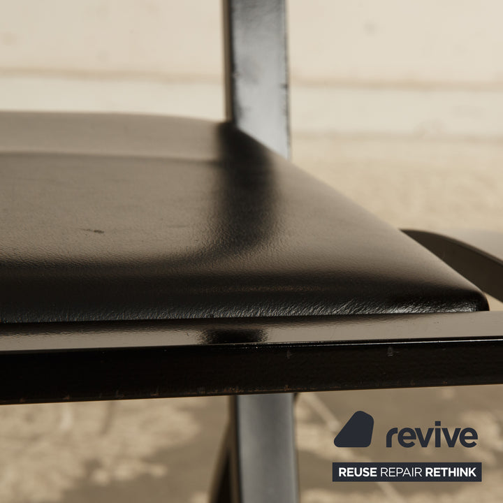Lot de 4 chaises KFF Sinus en cuir noir salle à manger