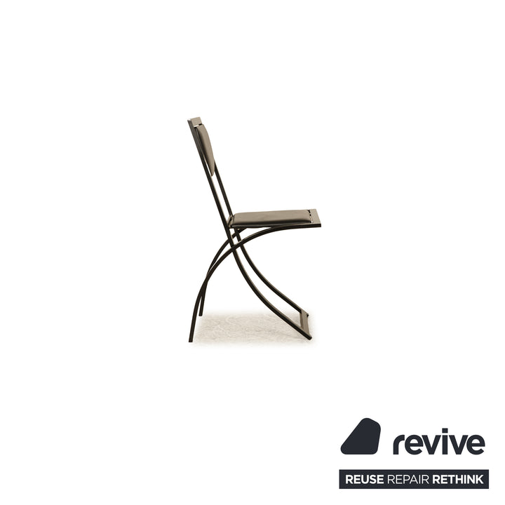 Lot de 4 chaises KFF Sinus en cuir noir salle à manger