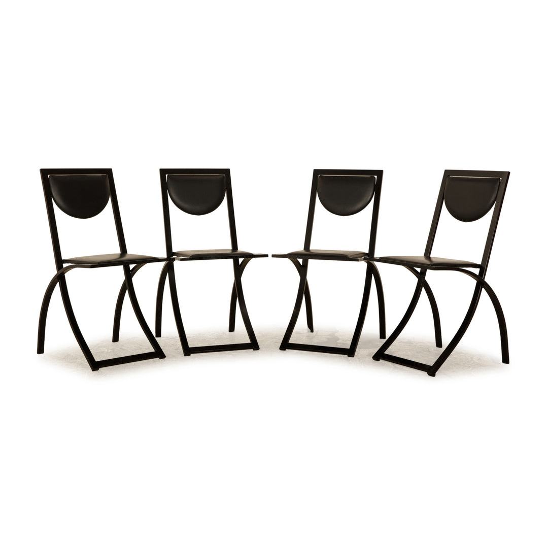 Lot de 4 chaises KFF Sinus en cuir noir salle à manger