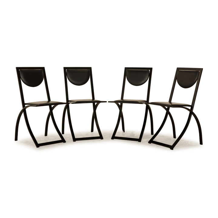 Lot de 4 chaises KFF Sinus en cuir noir salle à manger
