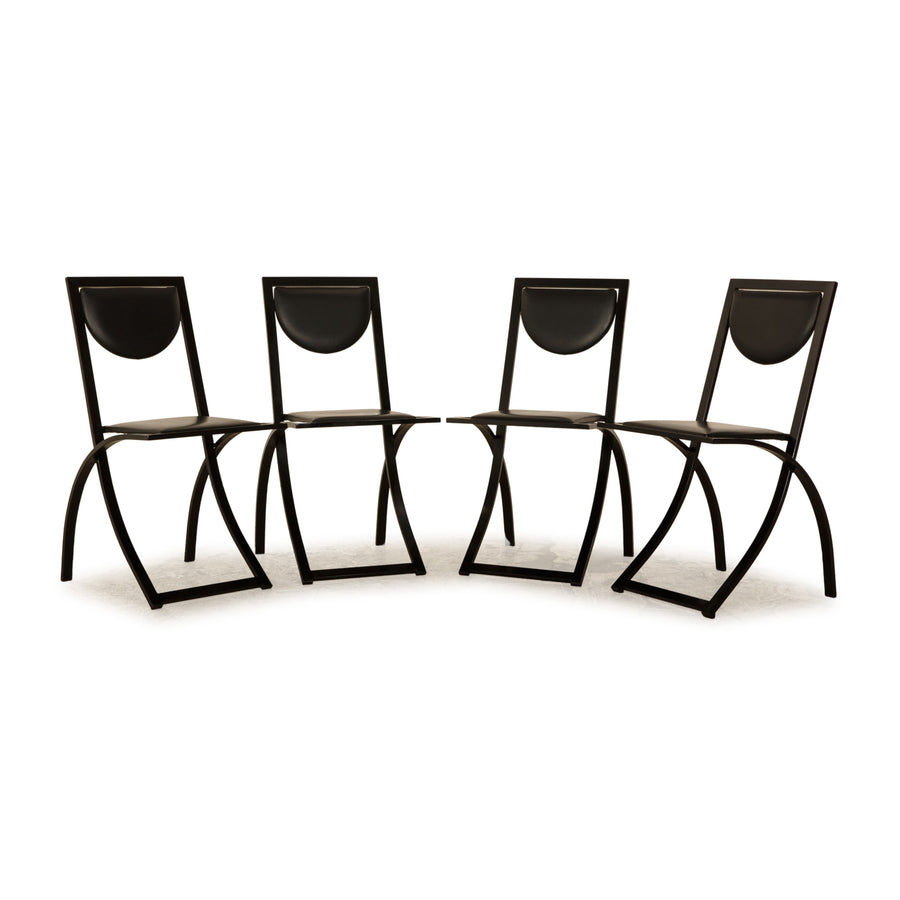 Lot de 4 chaises KFF Sinus en cuir noir salle à manger