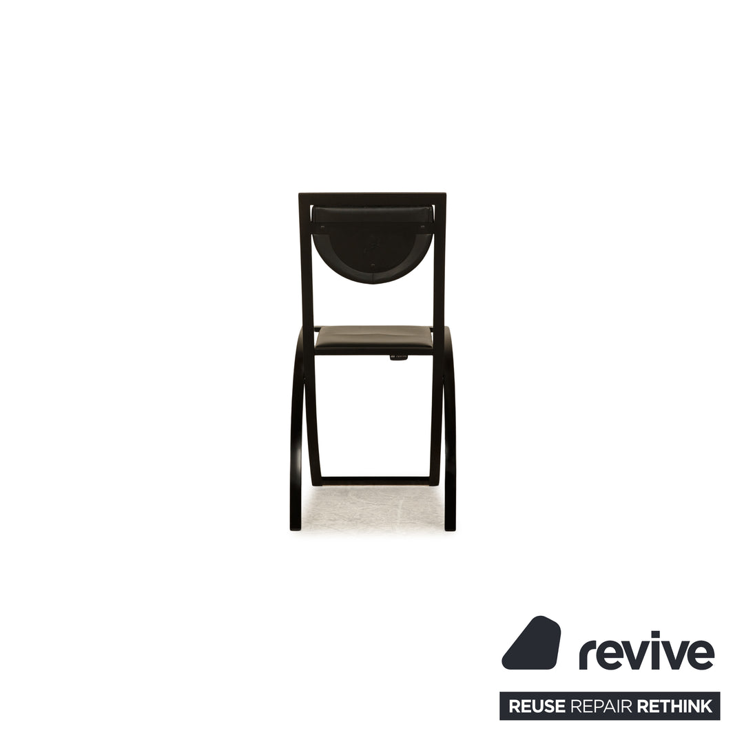 Lot de 4 chaises KFF Sinus en cuir noir salle à manger