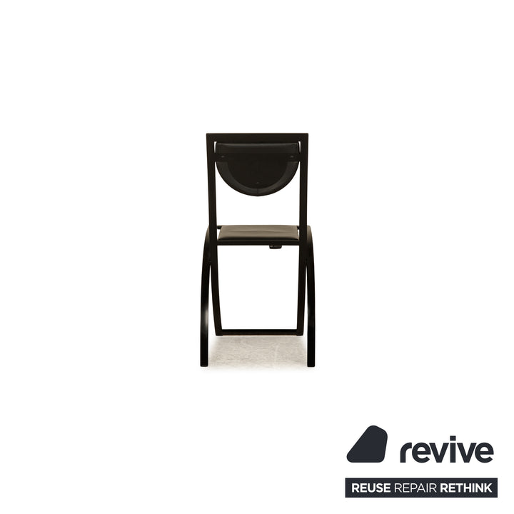 Lot de 4 chaises KFF Sinus en cuir noir salle à manger