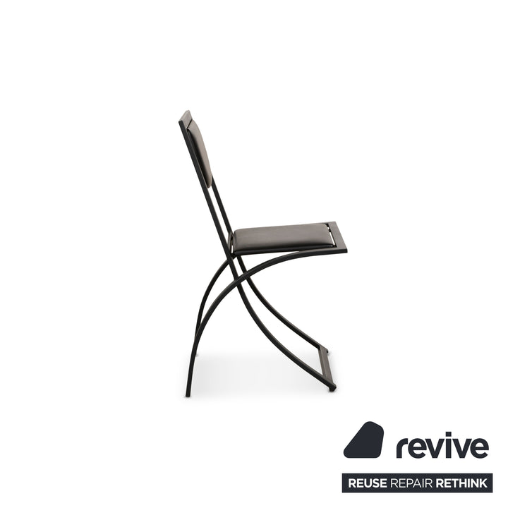 Set of 4 KFF Sinus Leather Chairs Black