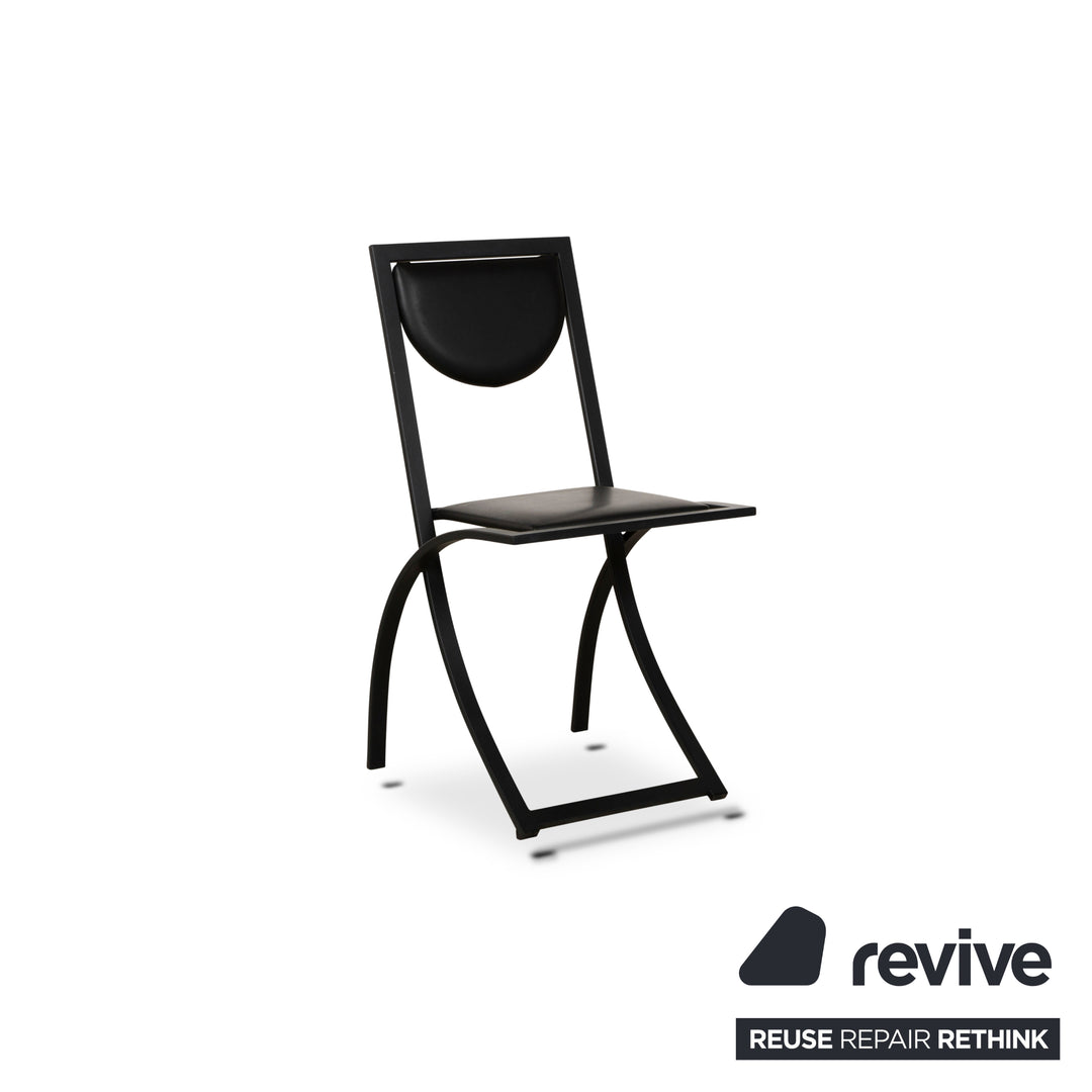 Set of 4 KFF Sinus Leather Chairs Black