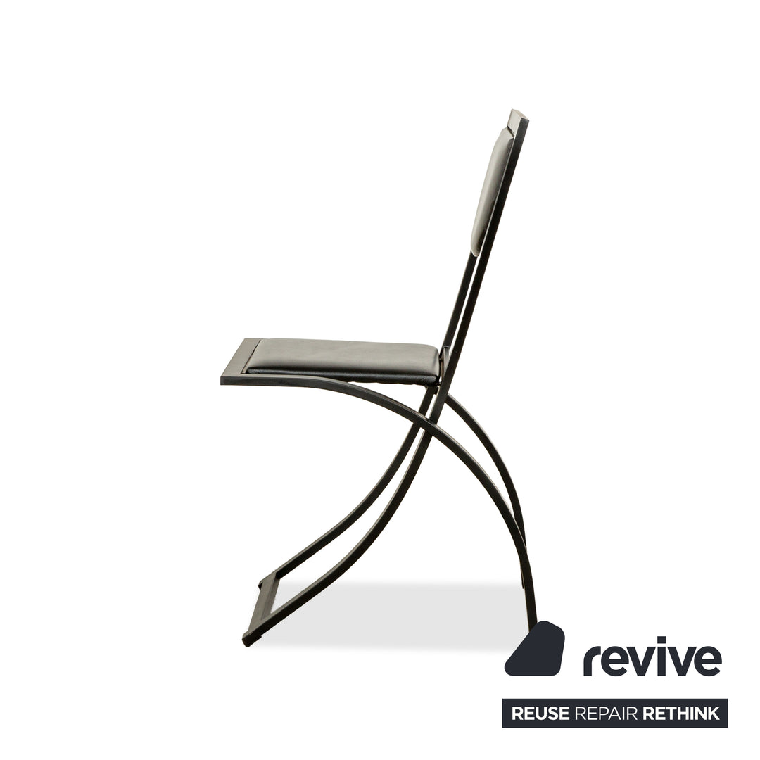 Lot de 4 chaises KFF Sinus en cuir noir