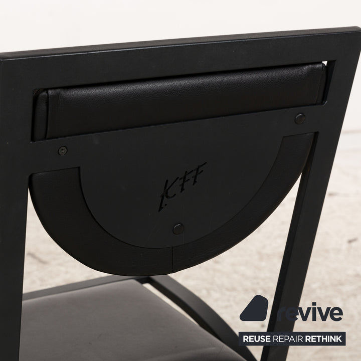 Set of 4 KFF Sinus Leather Chairs Black