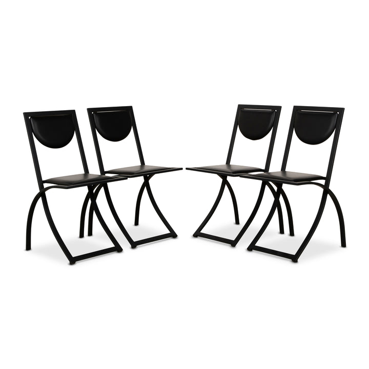 Lot de 4 chaises KFF Sinus en cuir noir