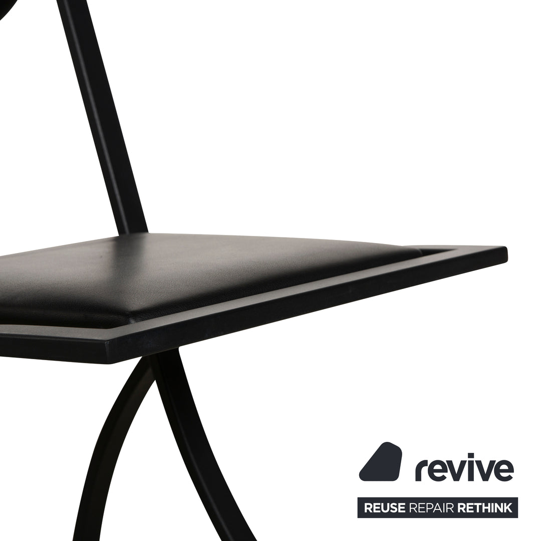 Set of 4 KFF Sinus Leather Chairs Black