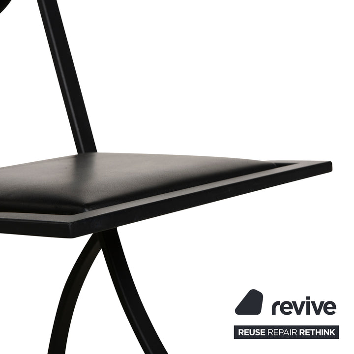 Set of 4 KFF Sinus Leather Chairs Black