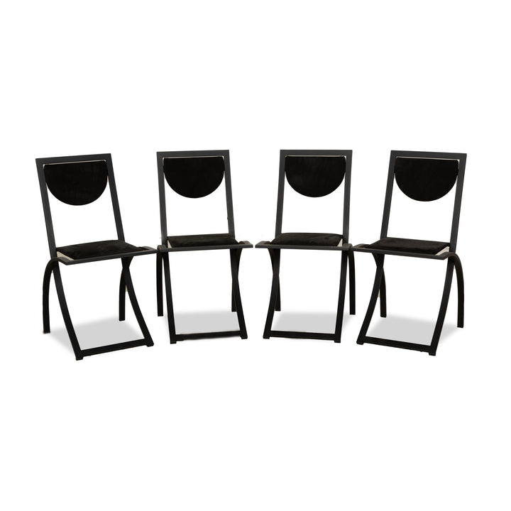 4er Garnitur KFF Sinus Stoff Stuhl Schwarz