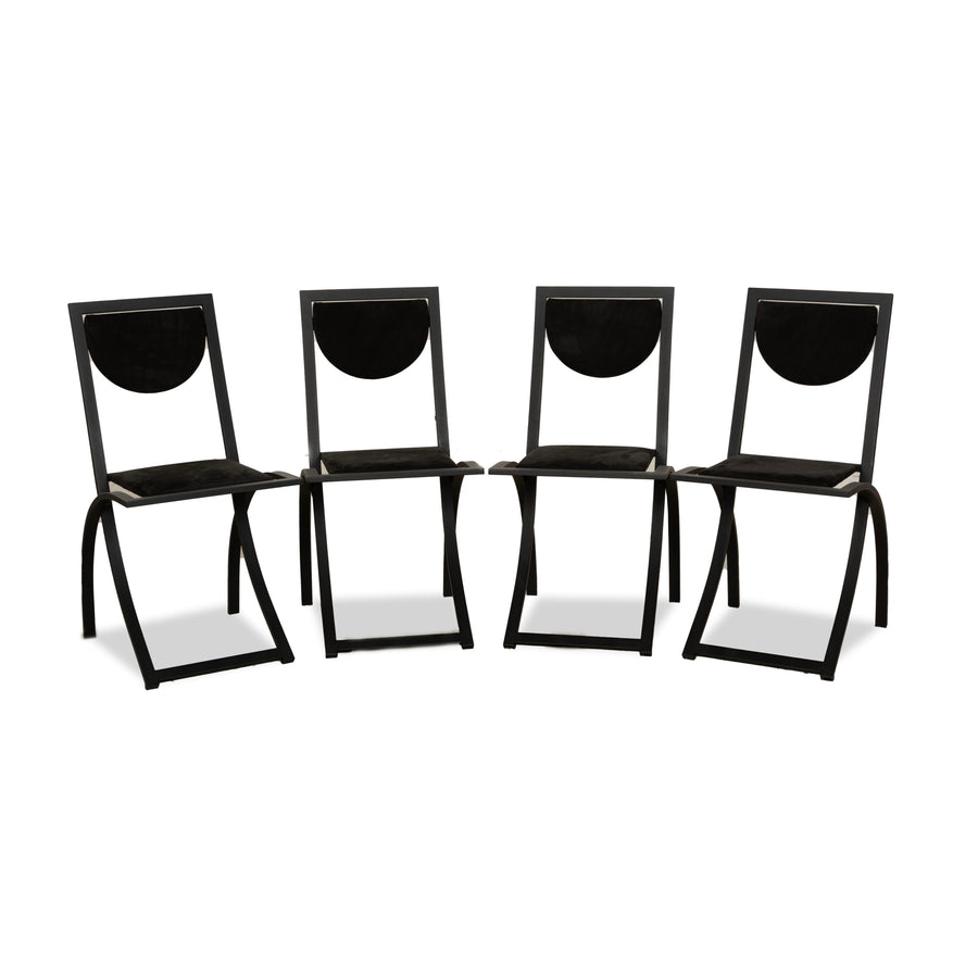 4er Garnitur KFF Sinus Stoff Stuhl Schwarz