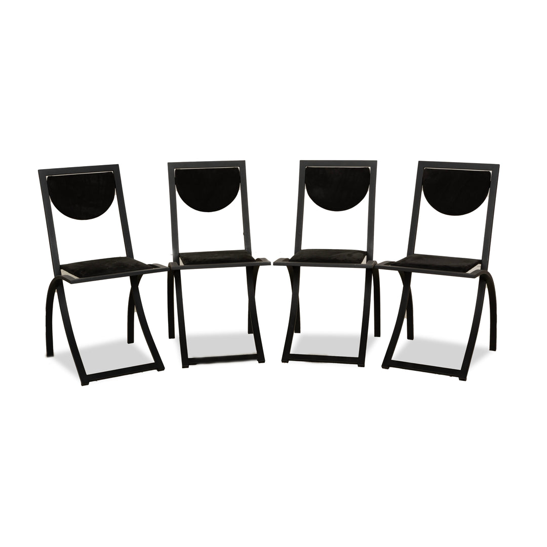 4er Garnitur KFF Sinus Stoff Stuhl Schwarz