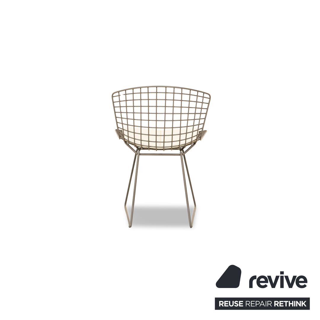 4er Garnitur Knoll International Bertoia Chair Metall Stuhl Creme Grau