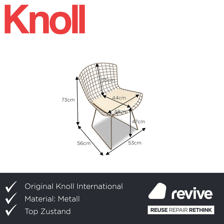 4er Garnitur Knoll International Bertoia Chair Metall Stuhl Creme Grau