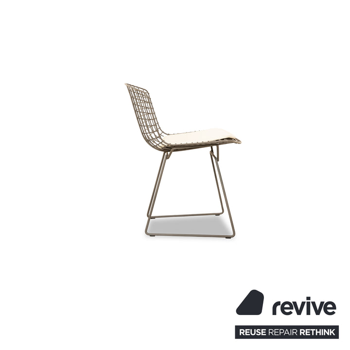 Set of 4 Knoll International Bertoia Chair Metal Chair Cream Grey