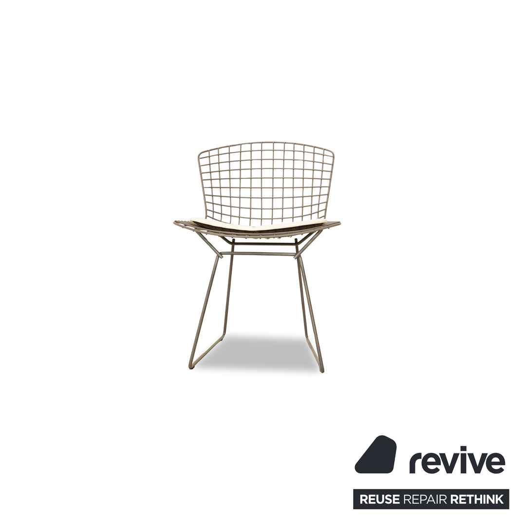 Set of 4 Knoll International Bertoia Chair Metal Chair Cream Grey