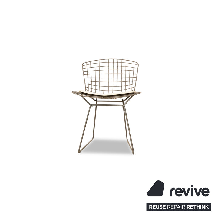 Set of 4 Knoll International Bertoia Chair Metal Chair Cream Grey