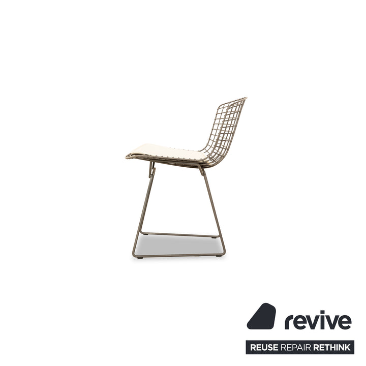 4er Garnitur Knoll International Bertoia Chair Metall Stuhl Creme Grau